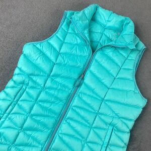 Tangerine Women Large Puffer Vest Mint Turquoise Duck Down Quilted